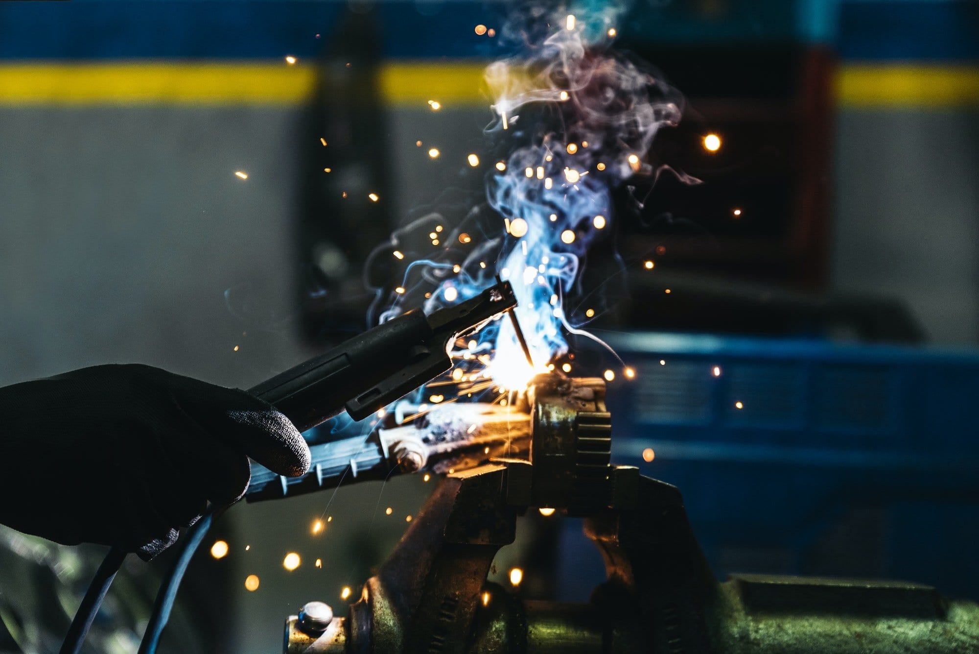 Professional Mechanic welding.